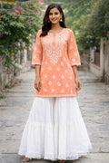 Orange Soft Cotton Short Kurti