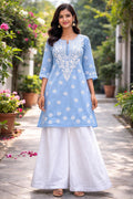 Blue Rayon Short Kurti