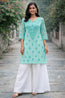 Turquoise Blue Georgette Short Kurta