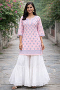 Pastel Pink Buti Chikankari Kurti