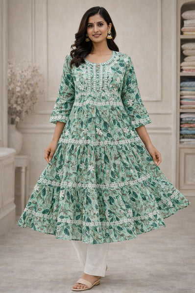 Green Color Anakali Gown