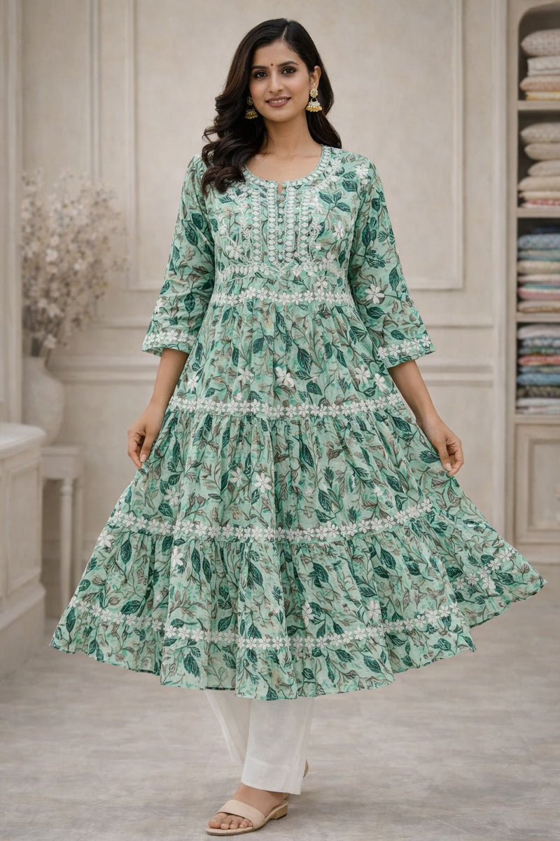 Green Color Anakali Gown