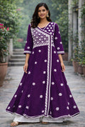 Wine Color Angarkha Dress