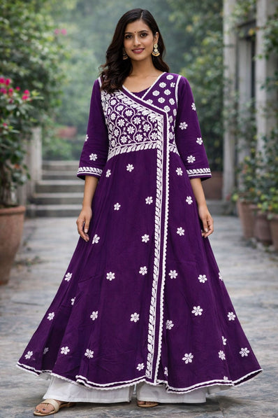Wine Color Angarkha Dress