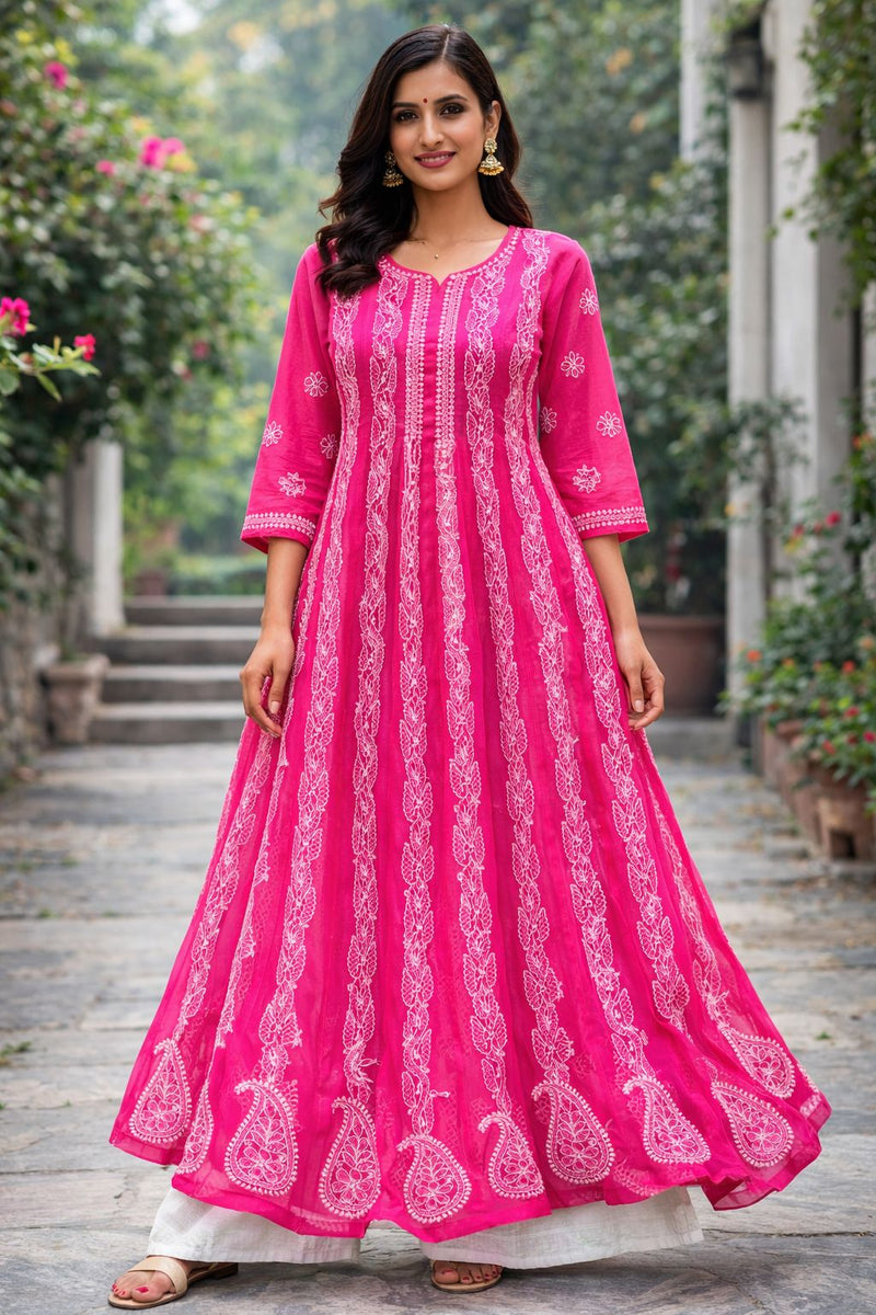 Hot Pink Color Anarkali
